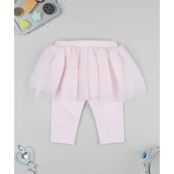 Leggings rosa de niña con falda de tul