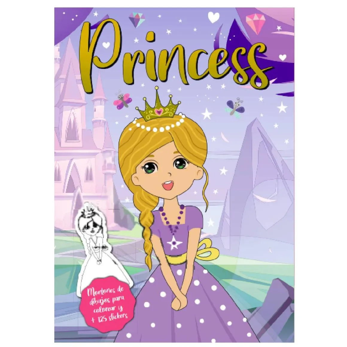 Libro para colorear Princesas o Sirenas con 125 pegatinas (Varios modelos)