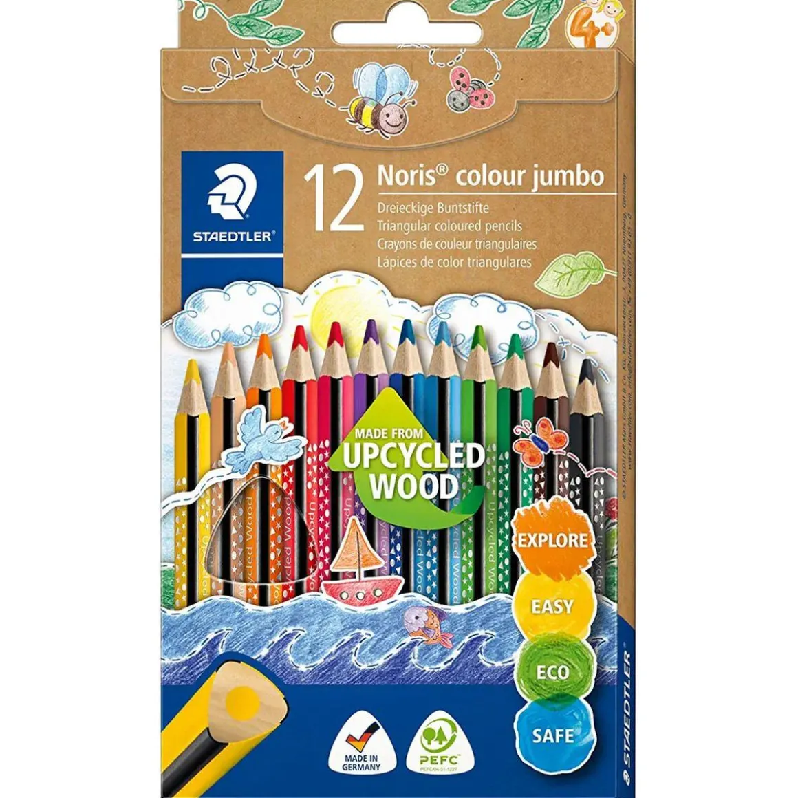 Lápiz triangular jumbo 12 colores multicolor ㅤ