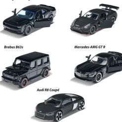 Majorette - Set de 5 coches de juguete negros con ruedas giratorias ㅤ