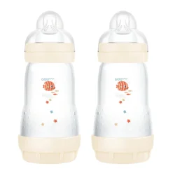 MAM - Conjunto 2 biberones Easy Active anticólicos 260 ml Beige
