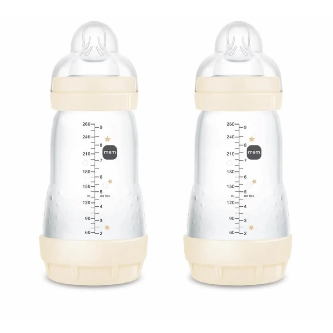 MAM - Conjunto 2 biberones Easy Active anticólicos 260 ml Beige