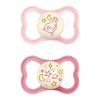 Mam - Pack 2 chupetes Supreme Night silicona mate +6 meses rosa