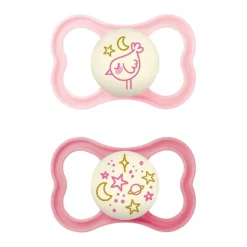 Mam - Pack 2 chupetes Supreme Night silicona mate +6 meses rosa