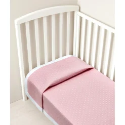 Manta de verano rosa con borde blanco