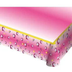 Mantel rosa de plástico Unicornios
