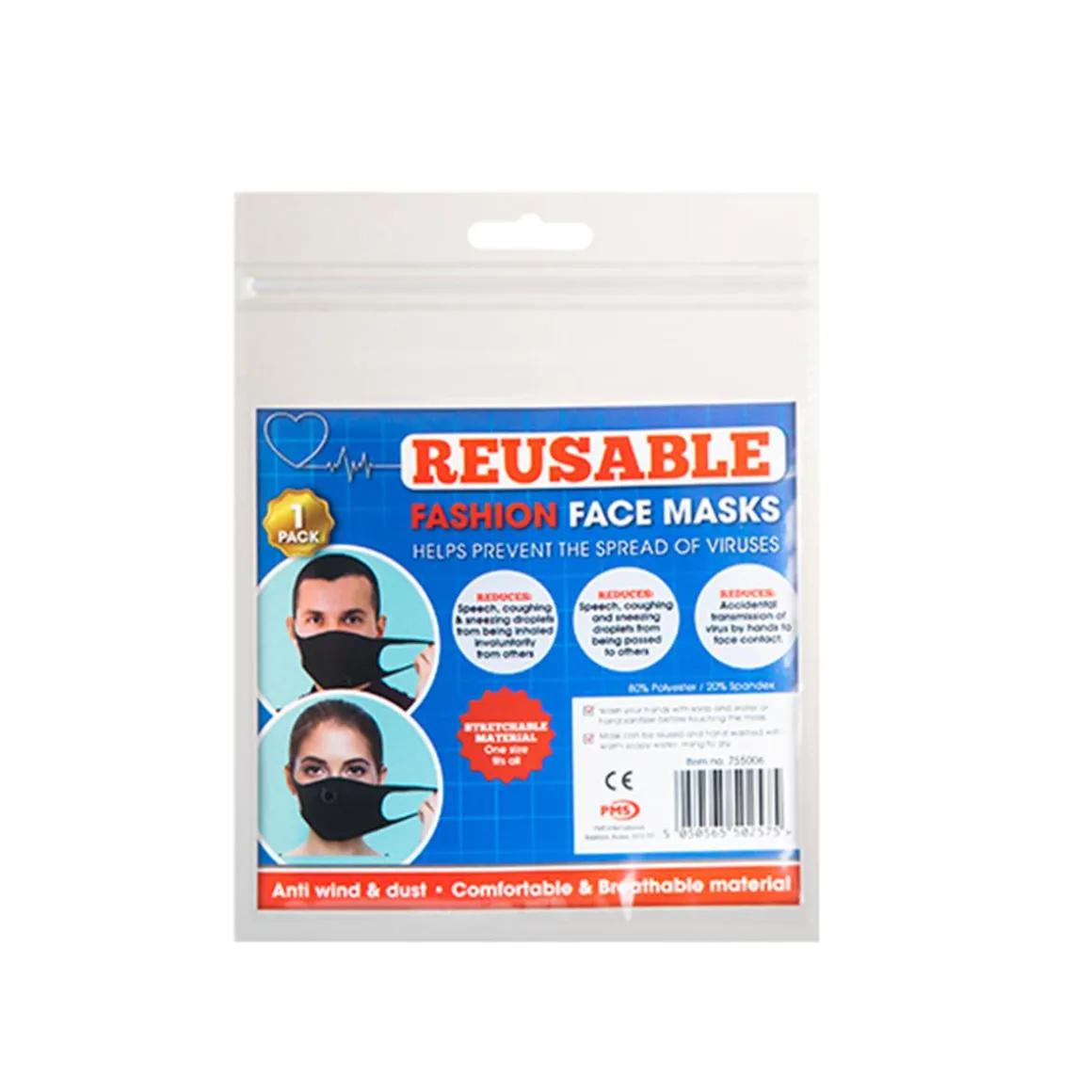 Mascarilla protección de spandex reutilizable 1 ud Rosa