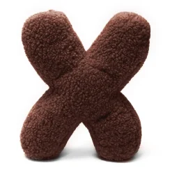 MeowBaby - Almohada Infantil con Forma de Letra “X” Color Marrón Oscuro “Bearly X”