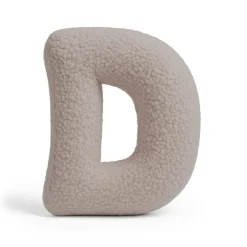 MeowBaby - Almohada Infantil con Forma de Letra “D” Color Gris Claro “Bearly D”