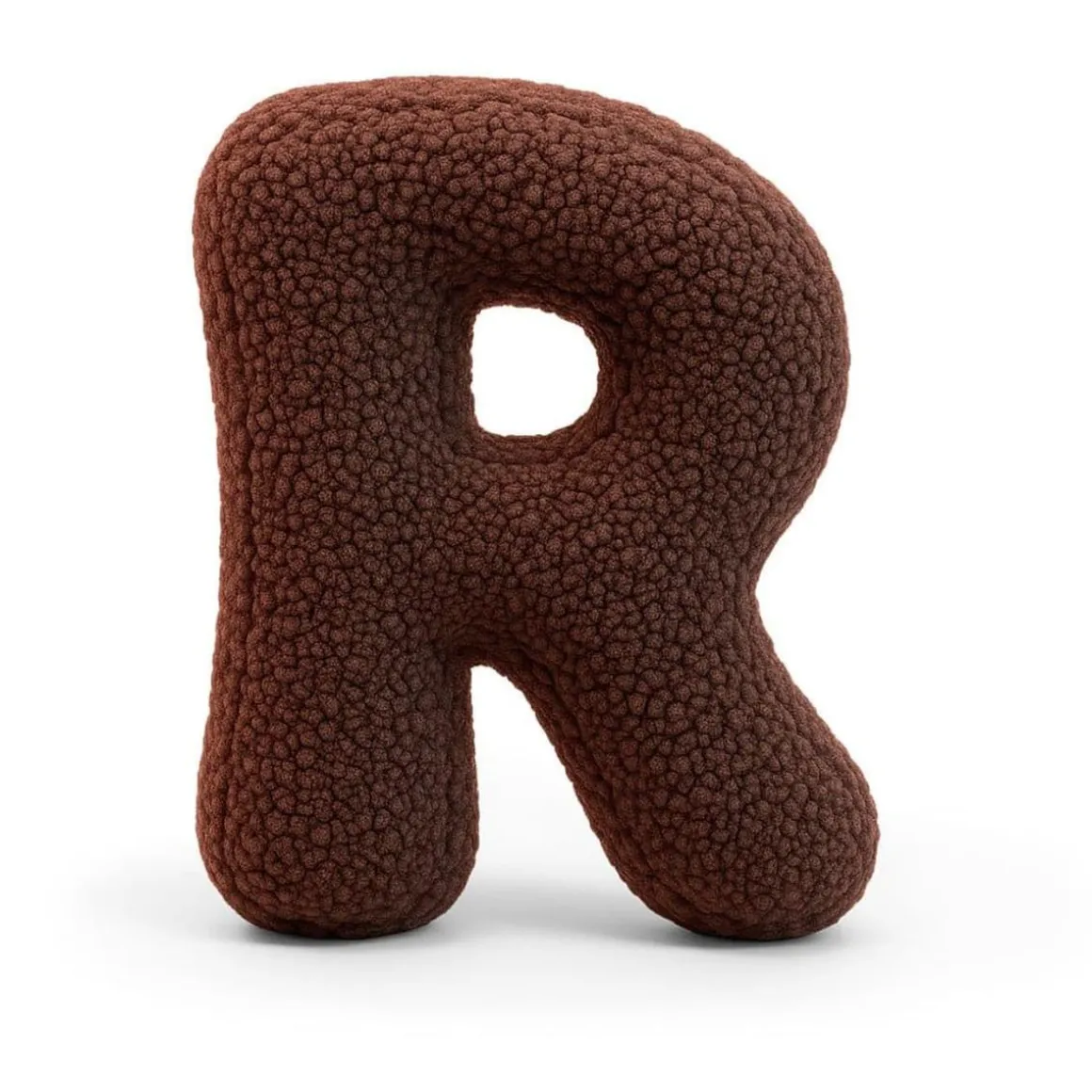 MeowBaby - Almohada Infantil con Forma de Letra “R” Color Marrón Oscuro “Bearly R”