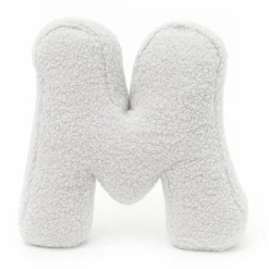 MeowBaby - Almohada Infantil con Forma de Letra “M” Color Blanco Roto “Bearly M”
