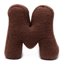 MeowBaby - Almohada Infantil con Forma de Letra “M” Color Marrón Oscuro “Bearly M”