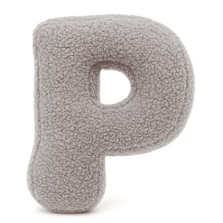 MeowBaby - Almohada Infantil con Forma de Letra “P” Color Gris Claro “Bearly P”