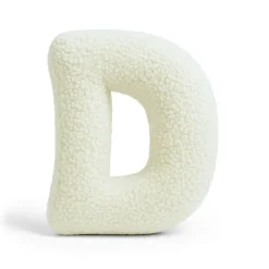 MeowBaby - Almohada Infantil con Forma de Letra “D” Color Crema “Bearly D”