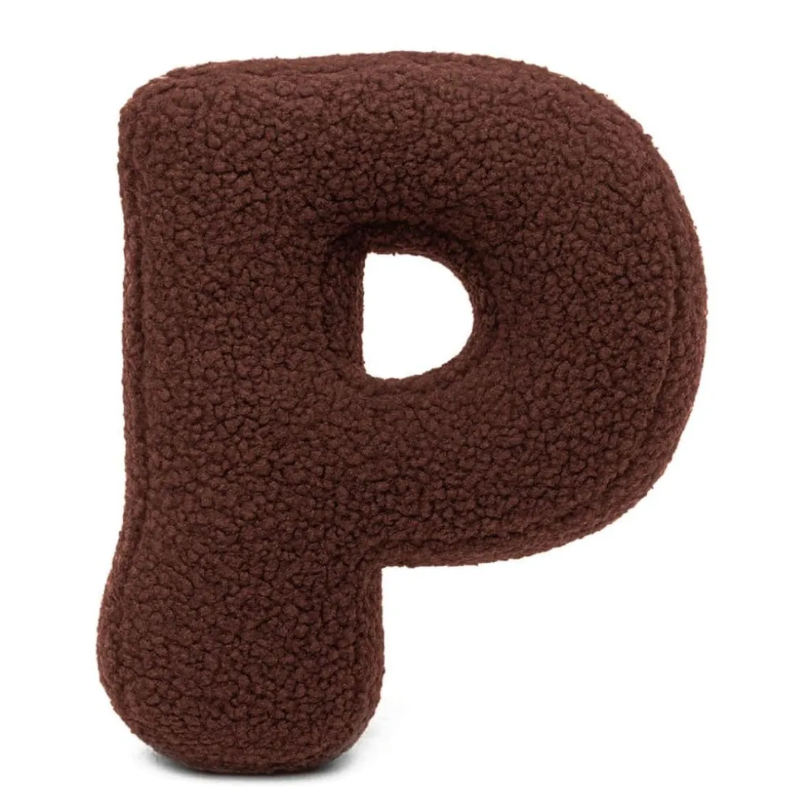 MeowBaby - Almohada Infantil con Forma de Letra “P” Color Marrón Oscuro “Bearly P”