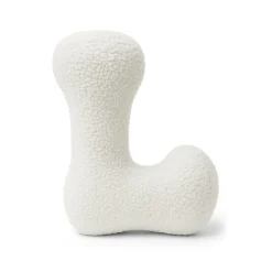 MeowBaby - Almohada Infantil con Forma de Letra “L” Color Blanco Roto “Bearly L”