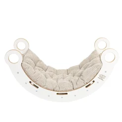 MeowBaby - Mecedora Infantil Blanca con Cojín Beige “Medium Dream Rocker White Wood”