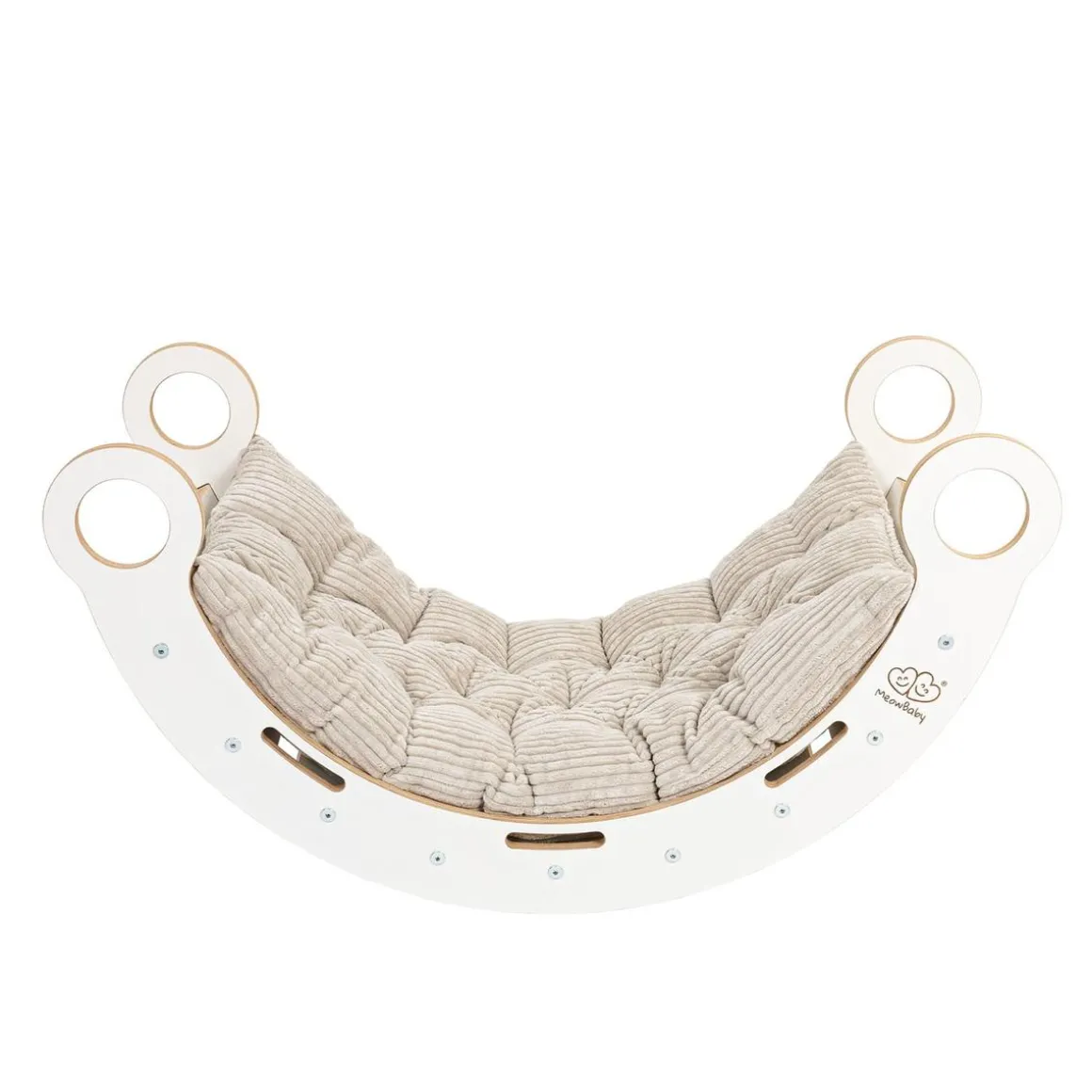 MeowBaby - Mecedora Infantil Blanca con Cojín Beige “Medium Dream Rocker White Wood”