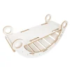 MeowBaby - Mecedora Infantil Blanca con Tobogán y Cojín Rosa “Medium Dream Rocker White Wood”