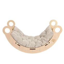 MeowBaby - Mecedora Infantil de Madera Natural con Cojín Beige “Medium Dream Rocker Classic”