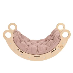 MeowBaby - Mecedora Infantil de Madera Natural con Cojín Rosa “Medium Dream Rocker Classic”