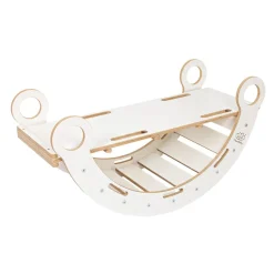 MeowBaby - Mecedora Infantil Blanca con Tobogán “Medium Dream Rocker White Wood”