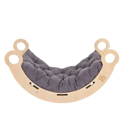 MeowBaby - Mecedora Infantil de Madera Natural con Cojín Gris “Medium Dream Rocker Classic”