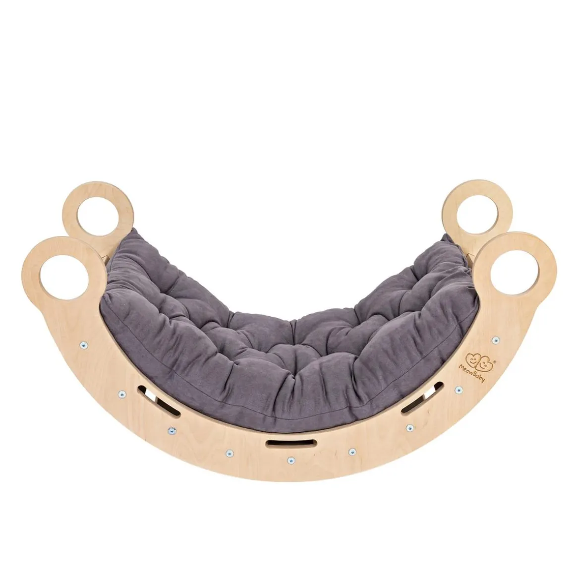 MeowBaby - Mecedora Infantil de Madera Natural con Cojín Gris “Medium Dream Rocker Classic”