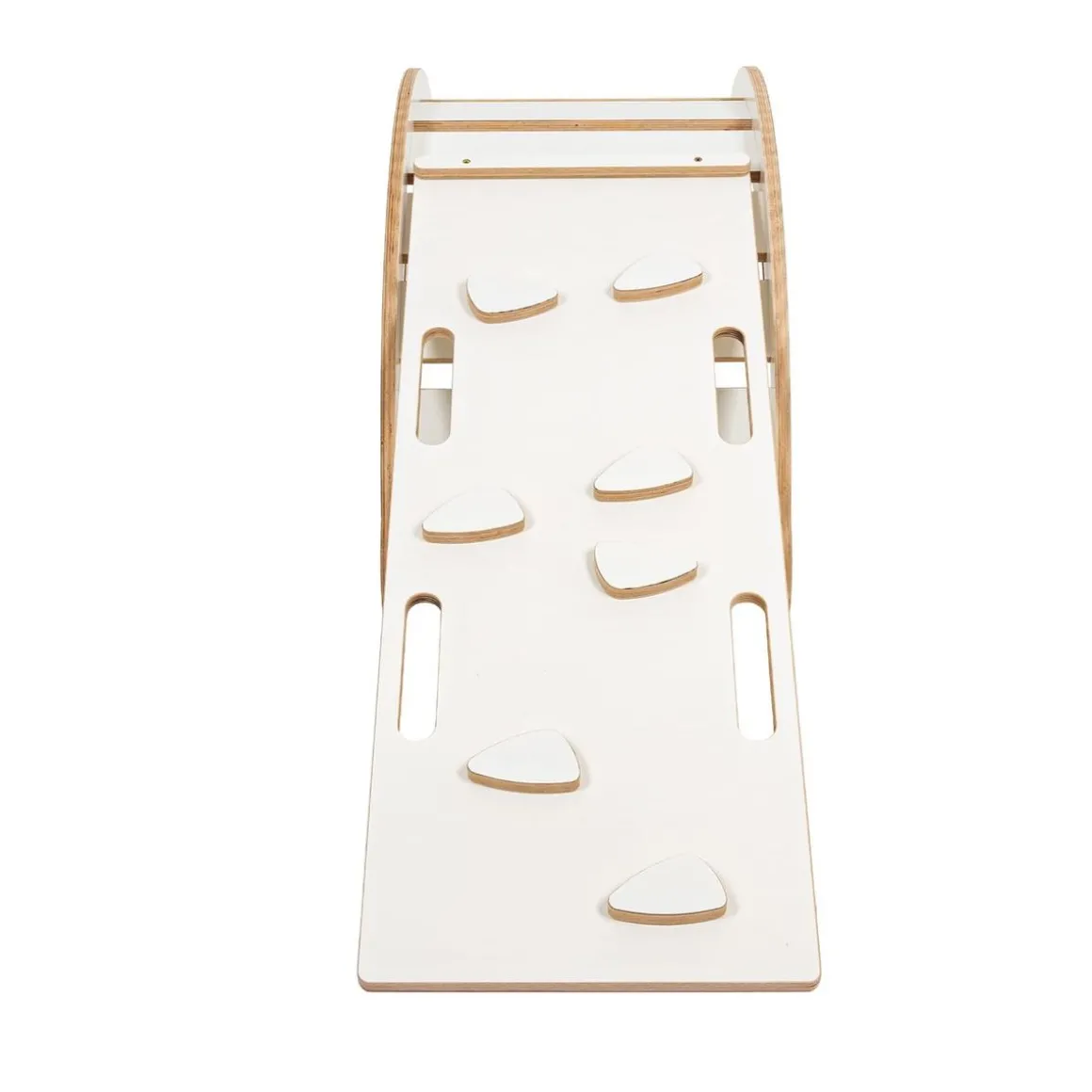 MeowBaby - Mecedora Infantil Blanca con Escalera y Cojín Rosa “Medium Dream Rocker White Wood”