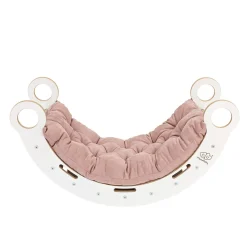 MeowBaby - Mecedora Infantil Blanca con Escalera y Cojín Rosa “Medium Dream Rocker White Wood”