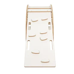 MeowBaby - Mecedora Infantil Blanca con Escalera y Cojín Gris “Medium Dream Rocker White Wood”