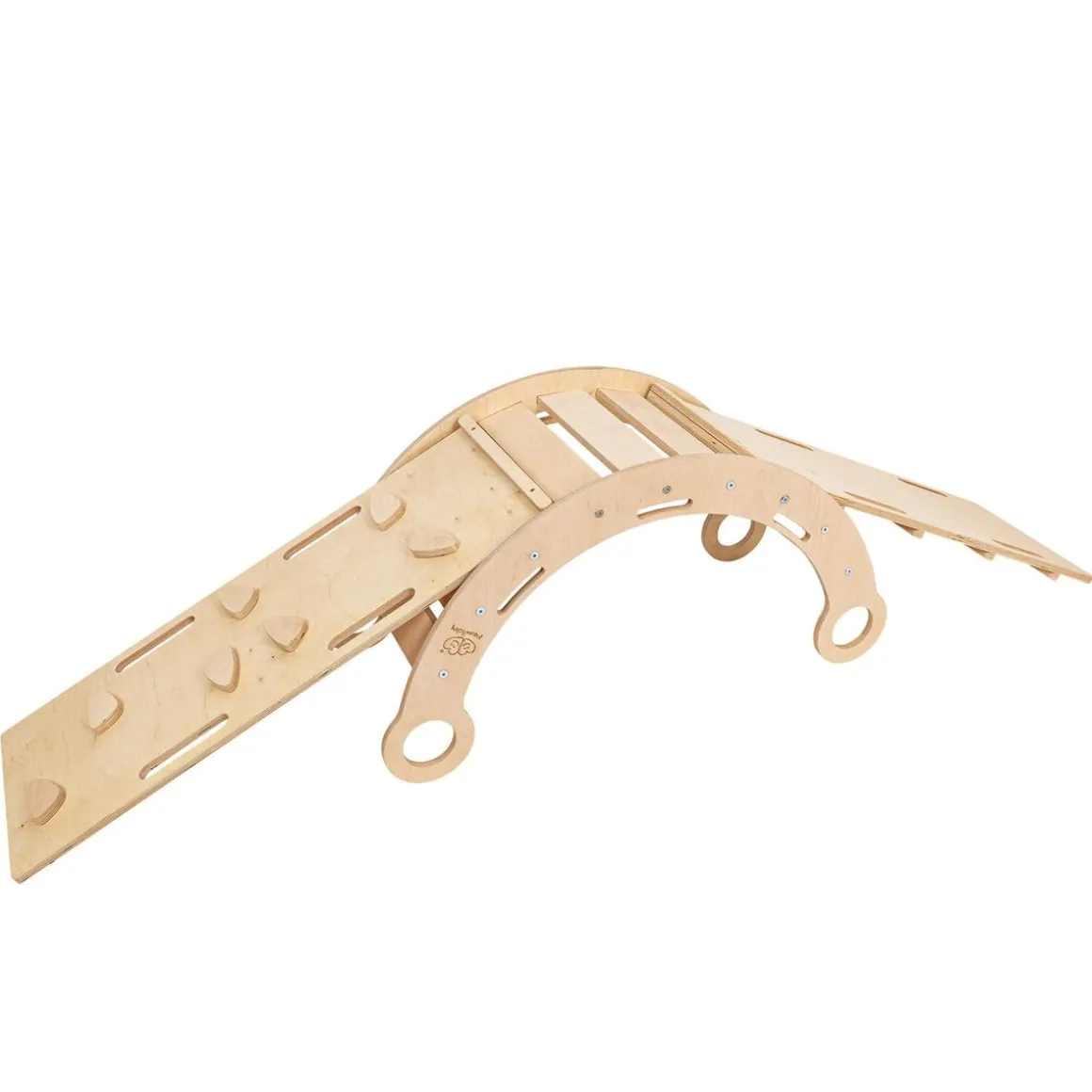 MeowBaby - Mecedora Infantil de Madera Natural con Tobogán, Escalera y Cojín Rosa “Medium Dream Rocker Classic”