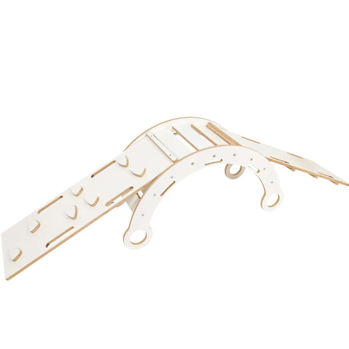 MeowBaby - Mecedora Infantil Blanca con Tobogán y Escalera “Medium Dream Rocker White Wood”