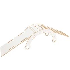 MeowBaby - Mecedora Infantil Blanca con Tobogán y Escalera “Medium Dream Rocker White Wood”