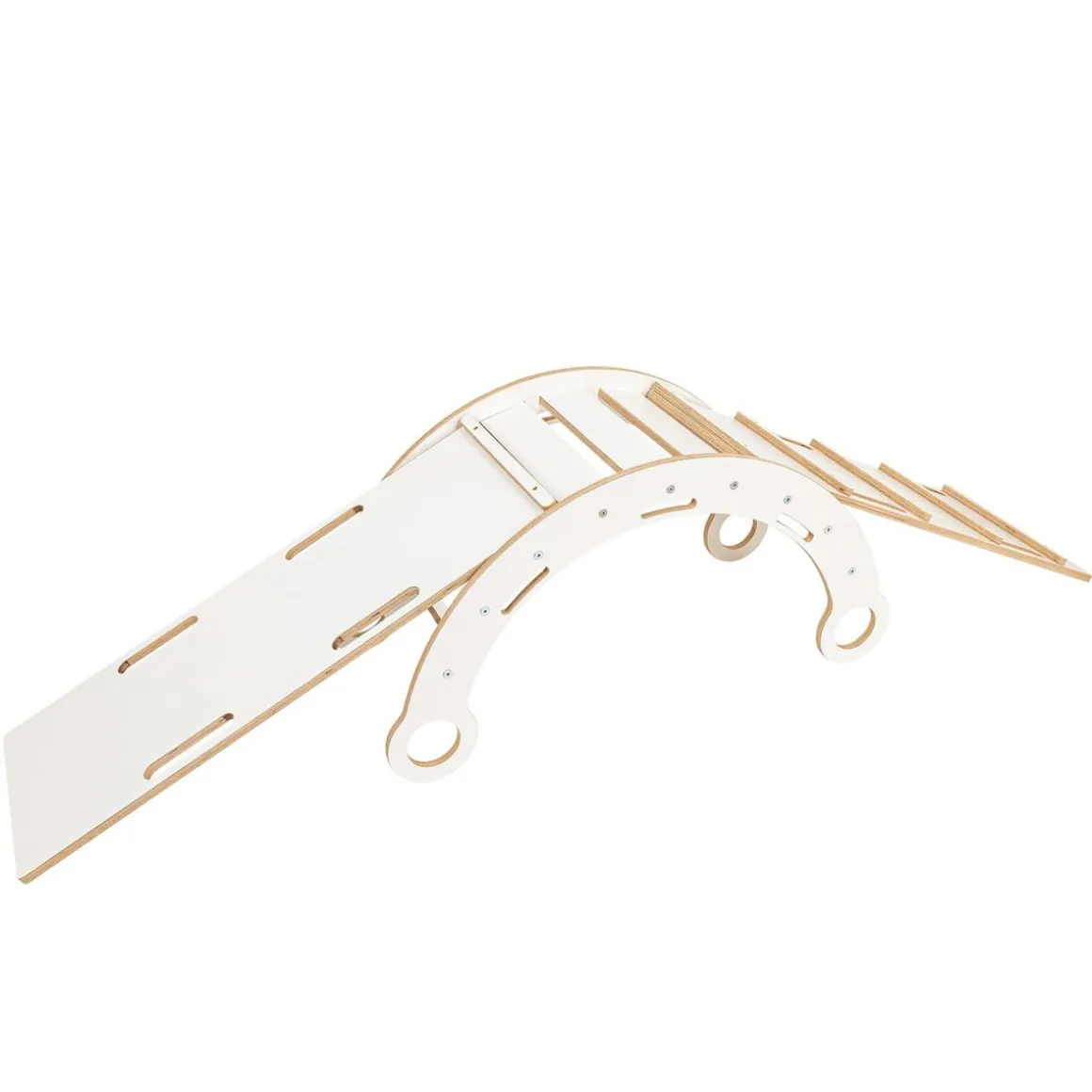 MeowBaby - Mecedora Infantil Blanca con Tobogán y Escalera “Medium Dream Rocker White Wood”
