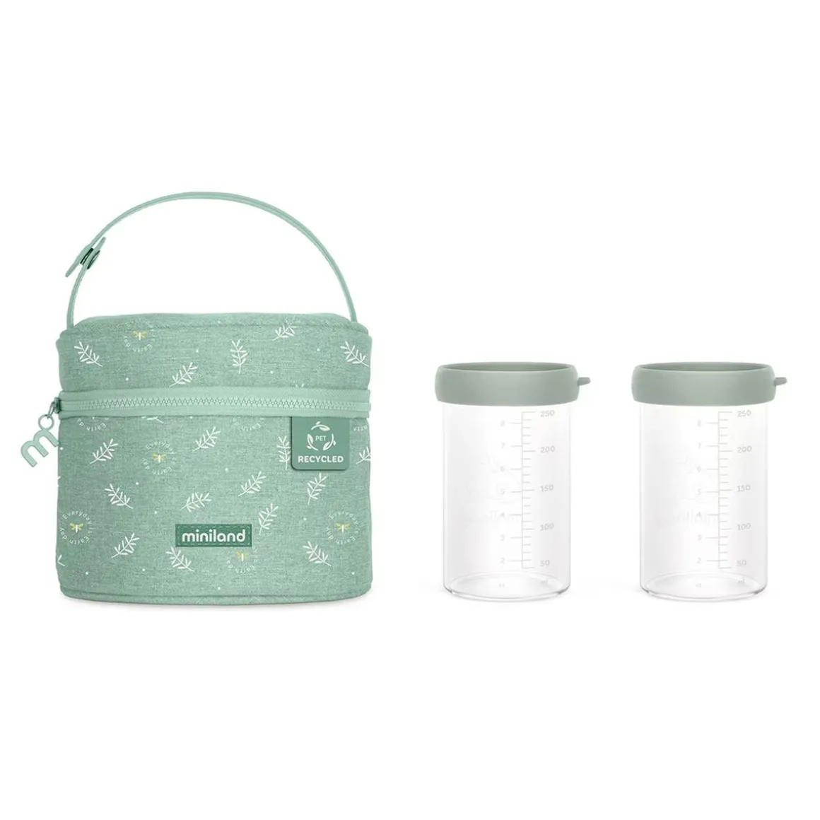 Miniland - Bolsa Isotérmica + 2 herméticos 250ml Ecosized rana