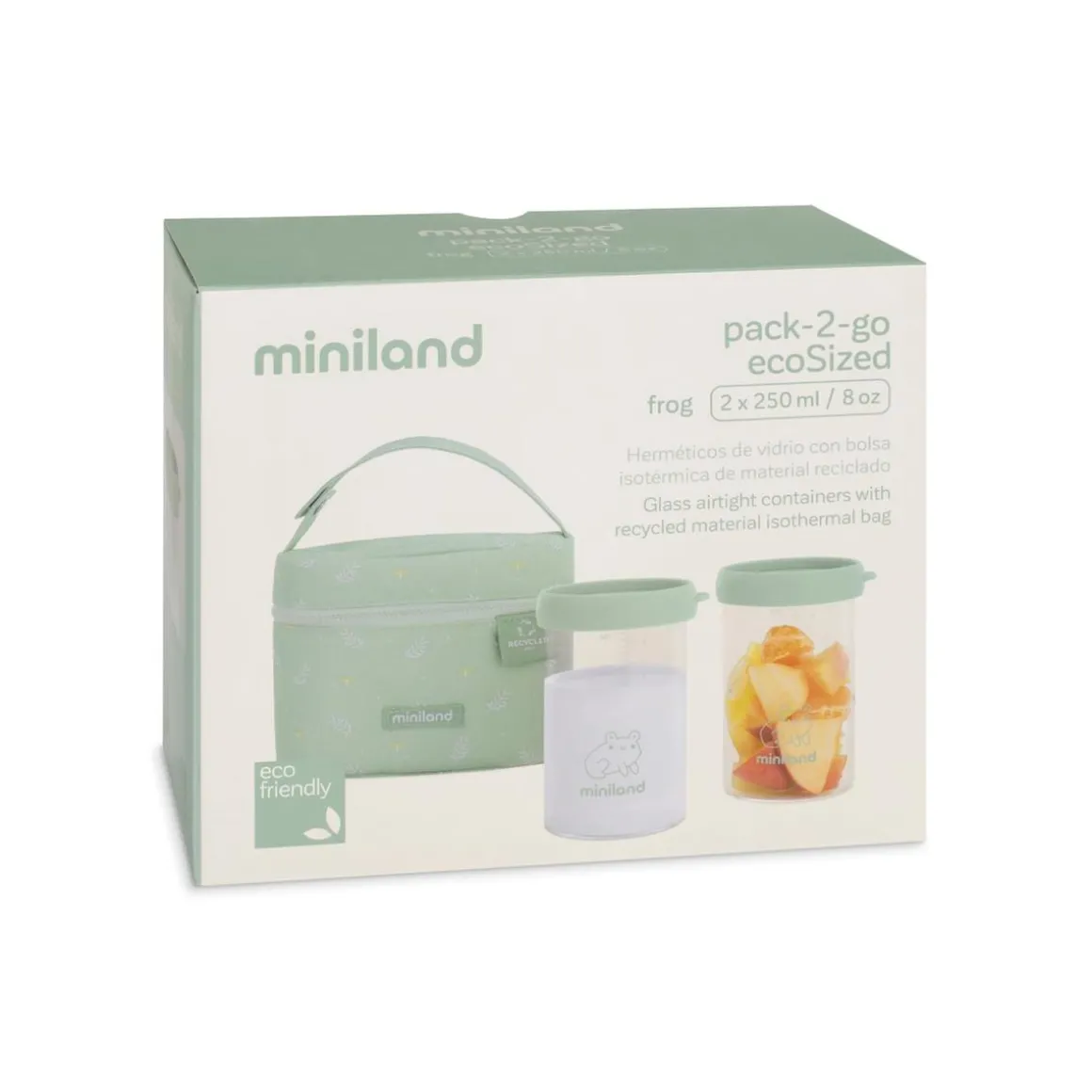Miniland - Bolsa Isotérmica + 2 herméticos 250ml Ecosized rana