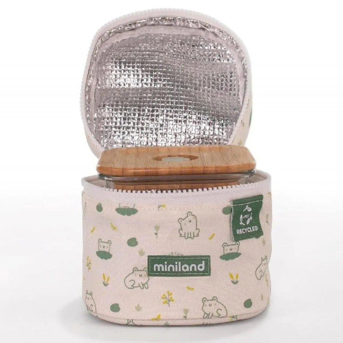 Miniland - Bolsa isotérmica + 2 recipientes cristal Ecosquare pollito