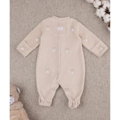 Mono de bebé beige con osito de regalo