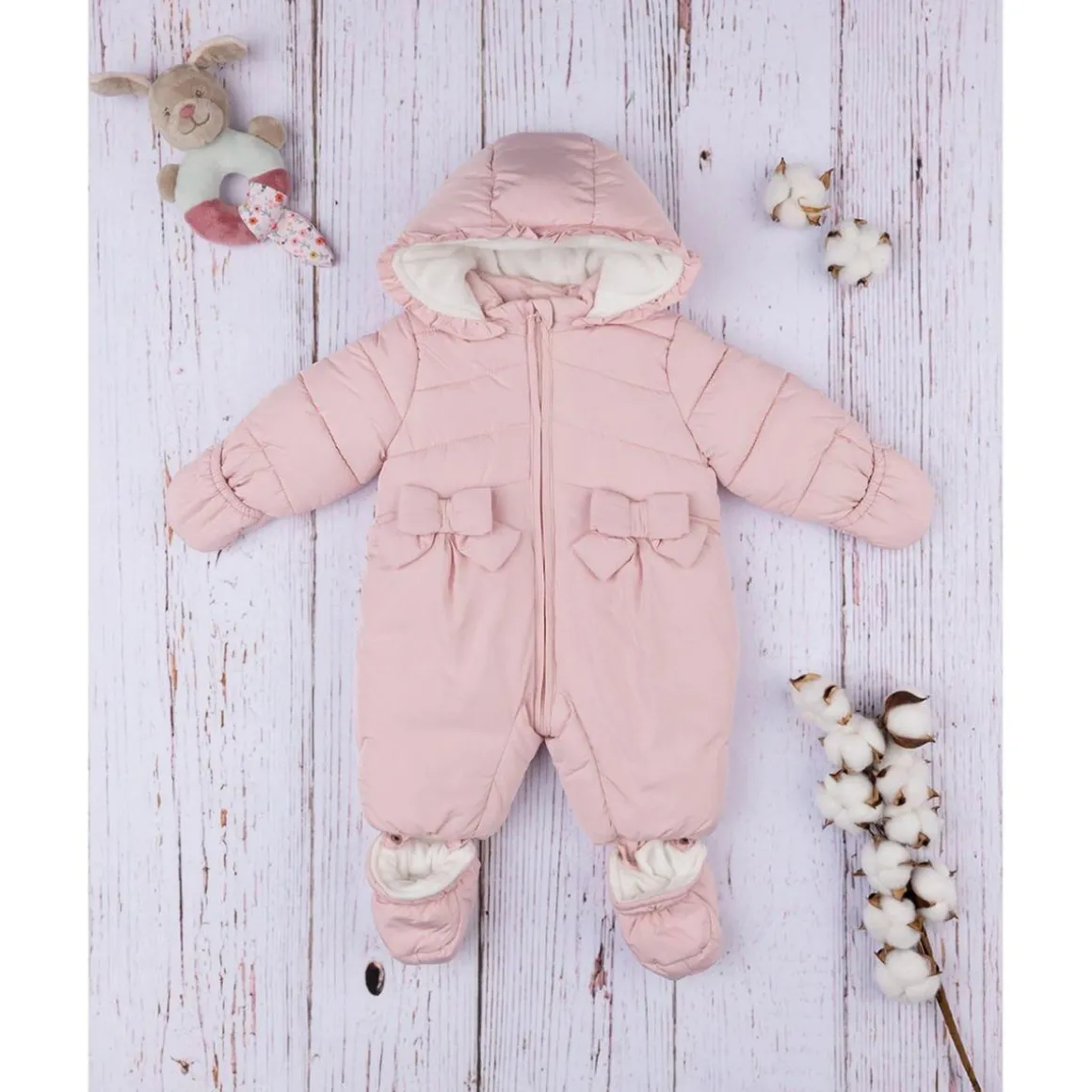 Mono de nieve para niña de nylon rosa