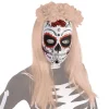 Máscara Calavera Katrina Rosas Rojas Día de los Muertos