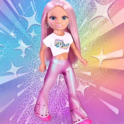 Nancy - Muñeca con pelo rosa, juego para peinar y decorar, máquina de gemas y accesorios ㅤ