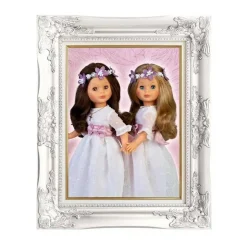 Nancy - Muñeca de colección primera comunión con vestido blanco y corona de flores