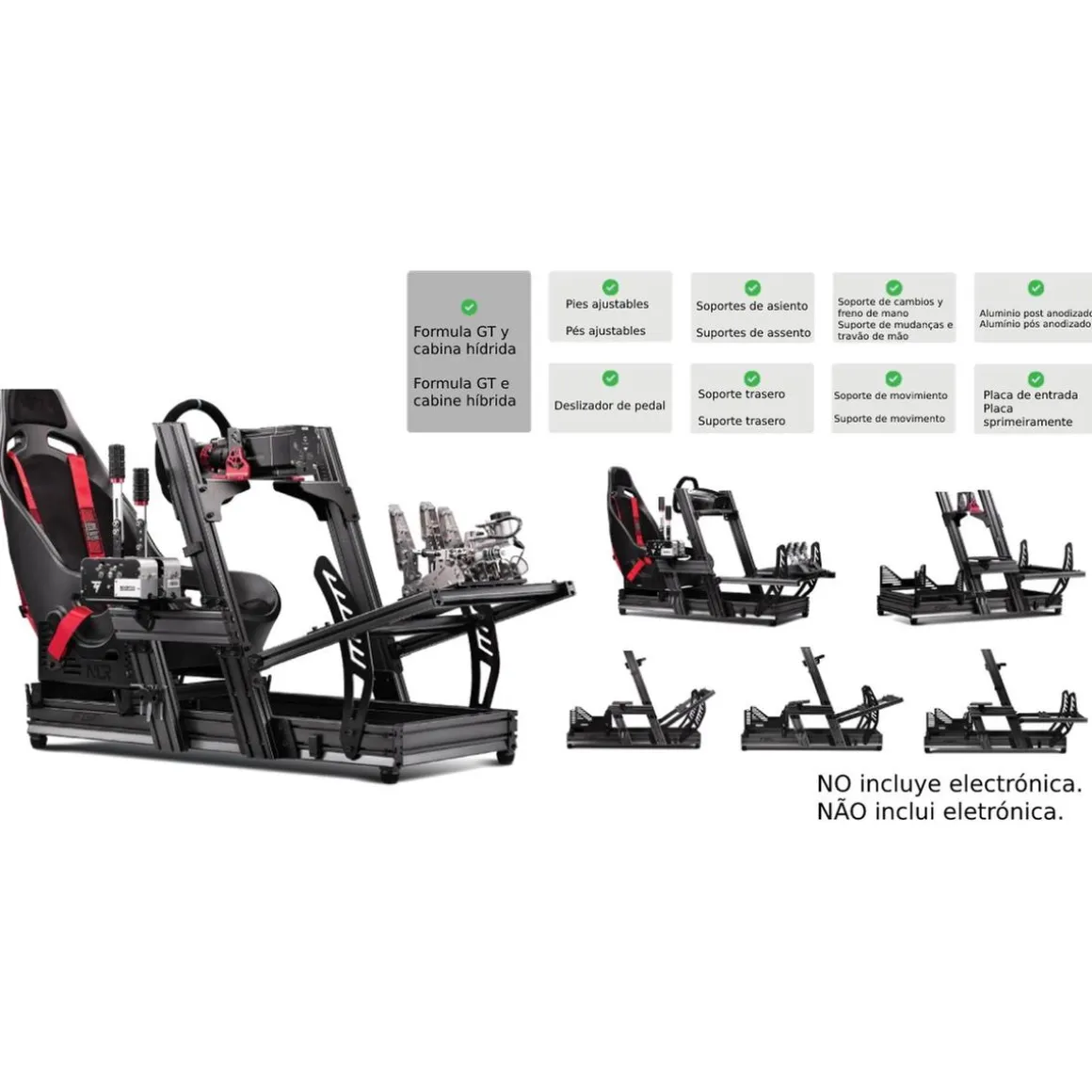Next Level Racing Cockpit Aluminium Simulator para sillón Gaming Front & Side Mount Edition