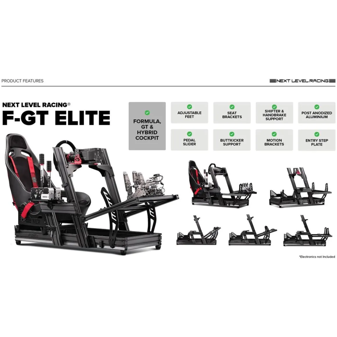 Next Level Racing Cockpit Aluminium Simulator para sillón Gaming Wheel Plate Edition