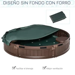 Outsunny - Arenero con Asientos y Cubierta Impermeable
