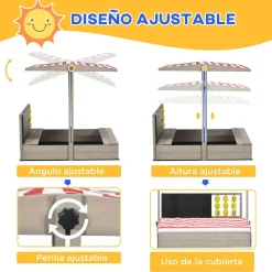 Outsunny - Arenero de madera con toldo y pizarra