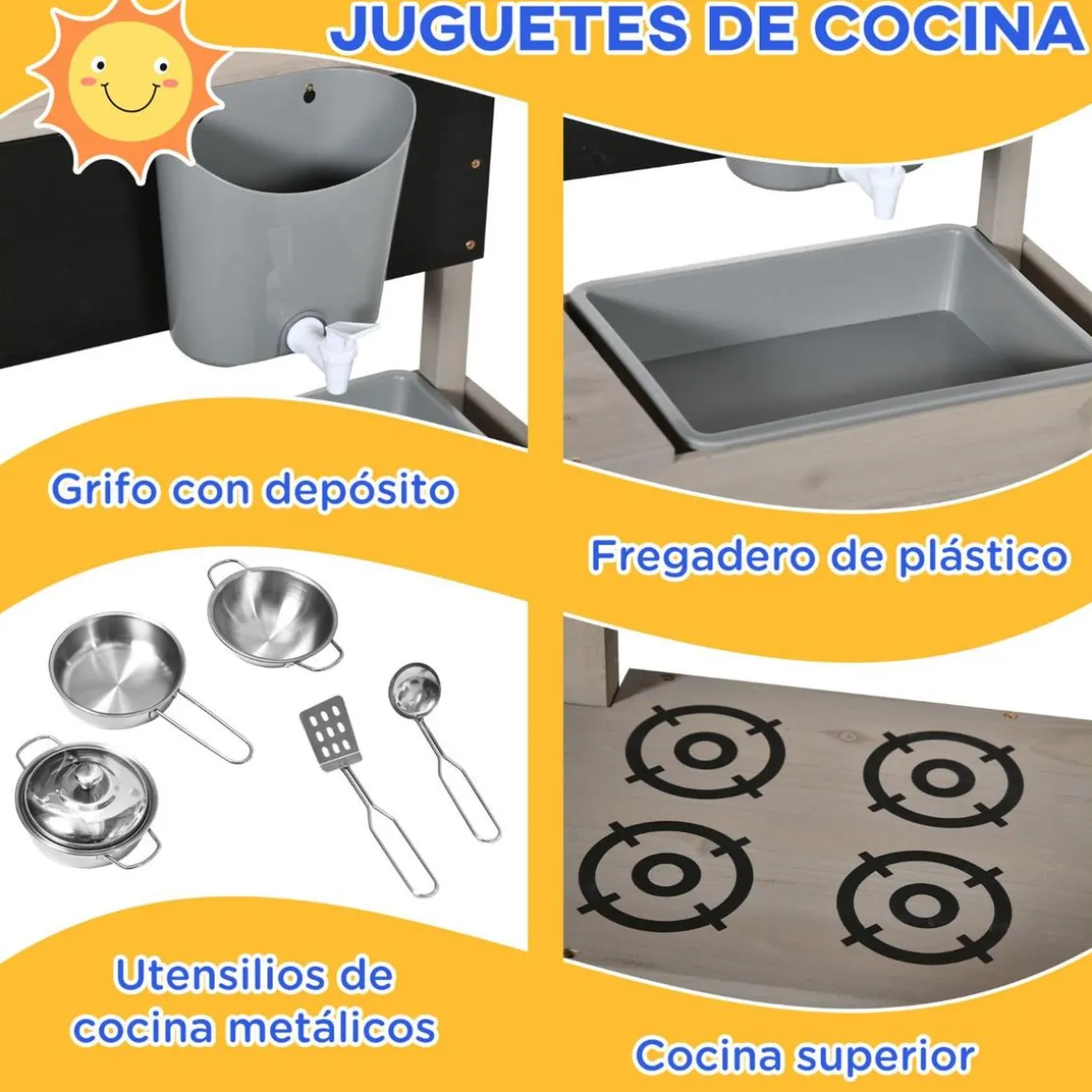 Outsunny - Arenero de madera con toldo