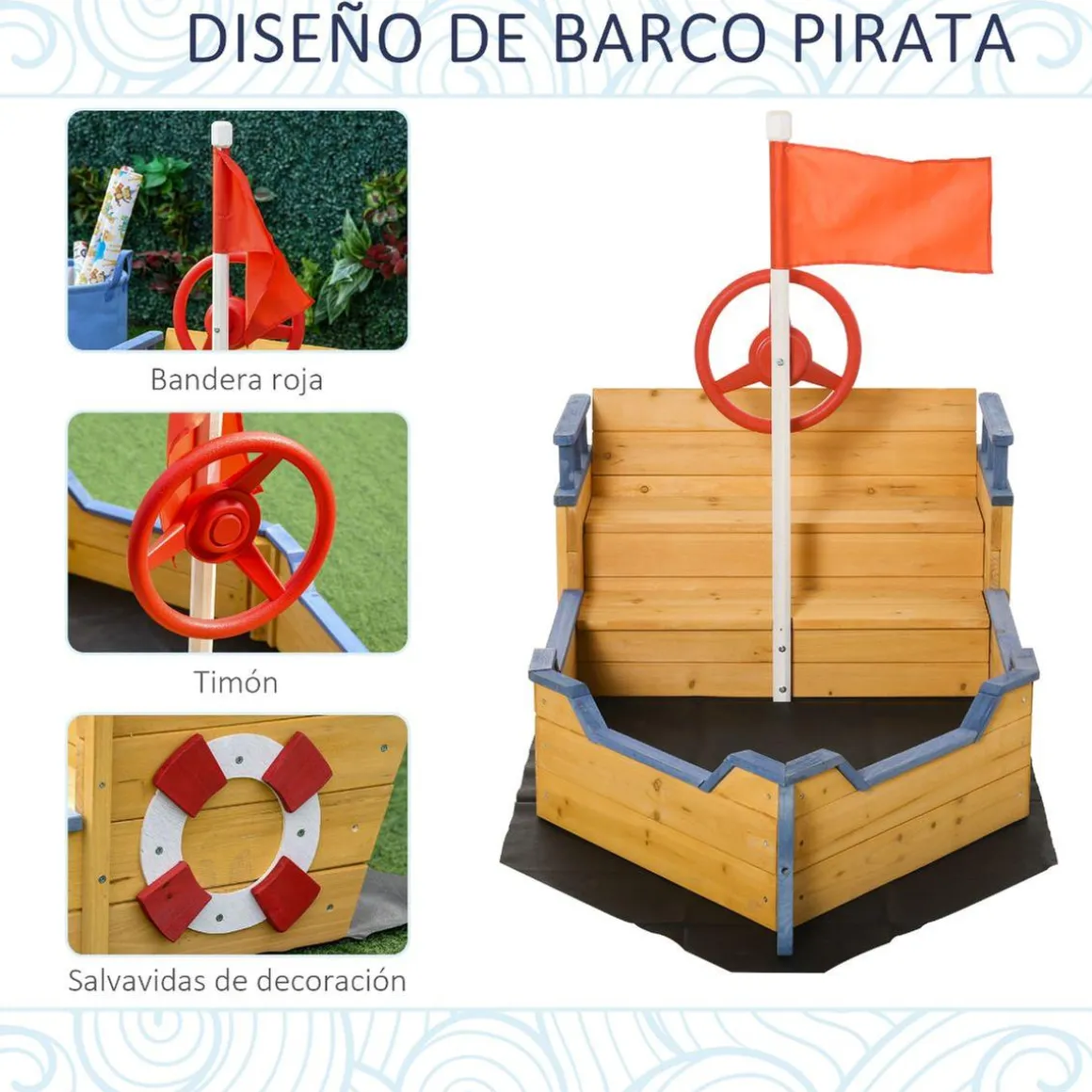 Outsunny - Arenero galeón de madera