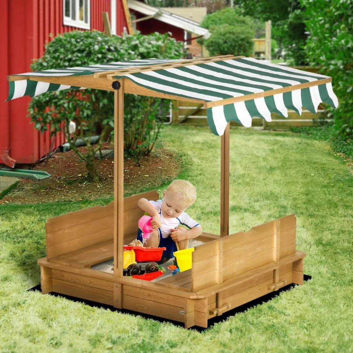 Outsunny - Arenero infantil de madera con toldo